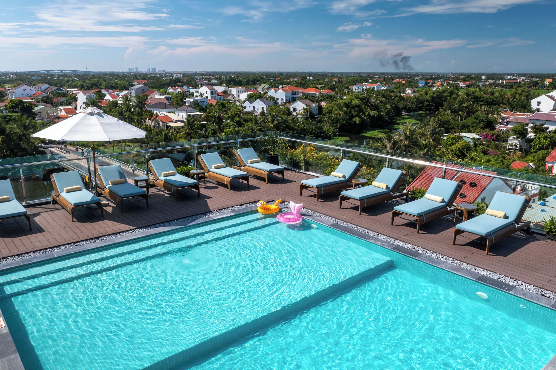 Balcony view facing coconut groves