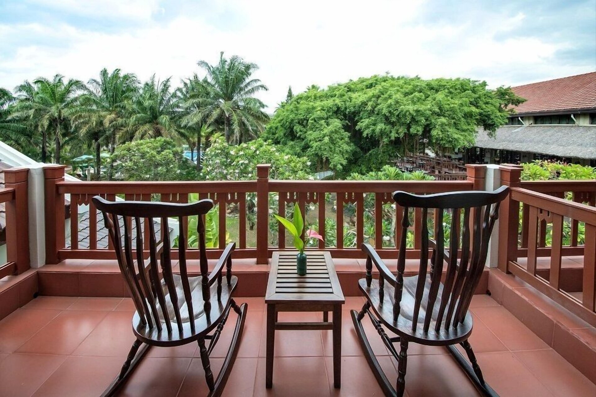 Tennis courts surrounded by greenery