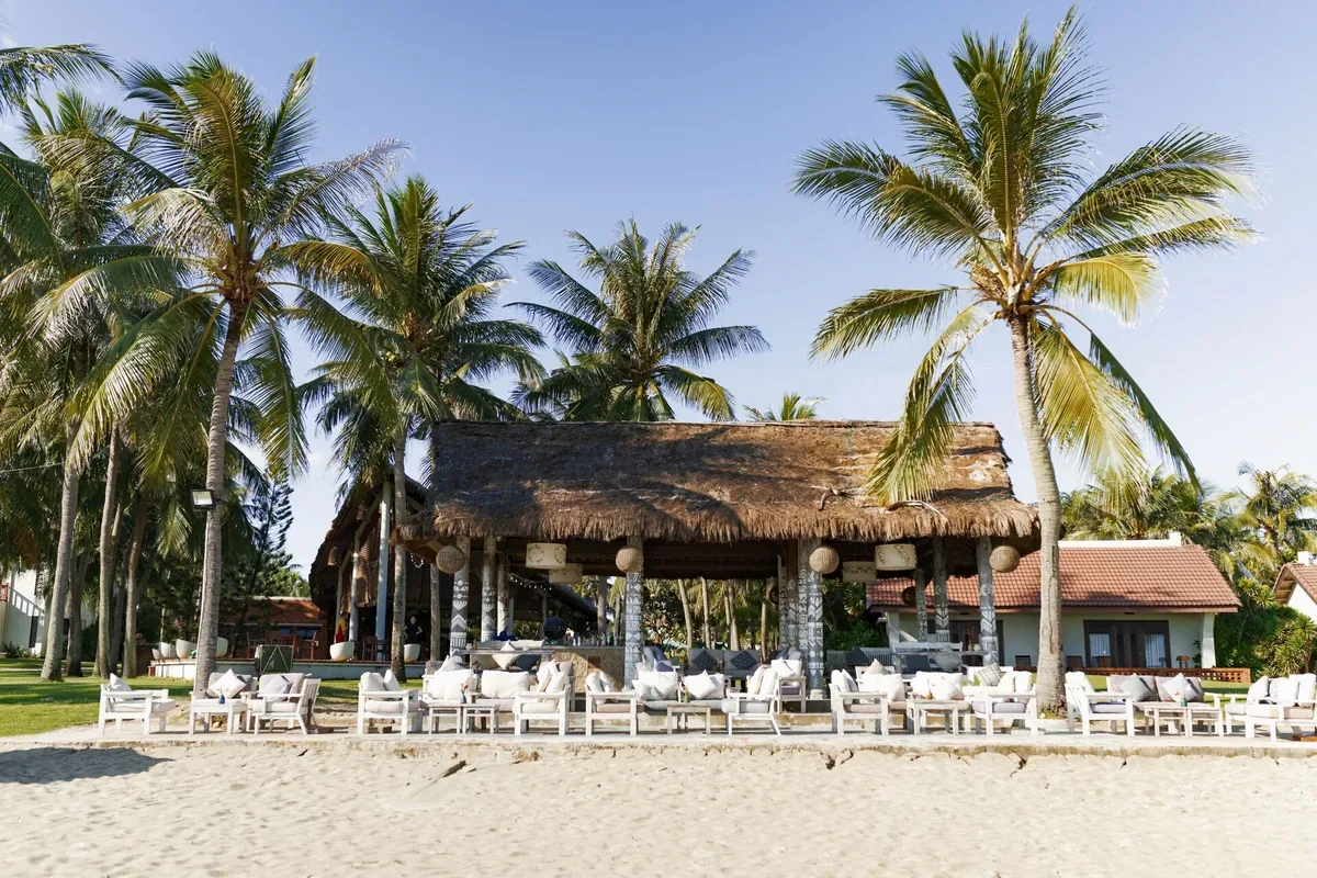 Beachside bar seating with ocean breeze