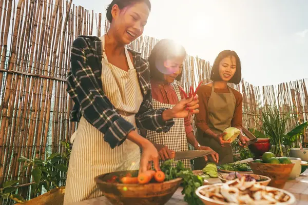 Family preparing a meal together in a cozy kitchen