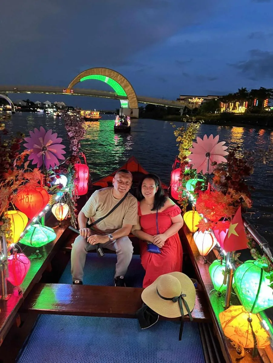 Close-up of lanterns being released