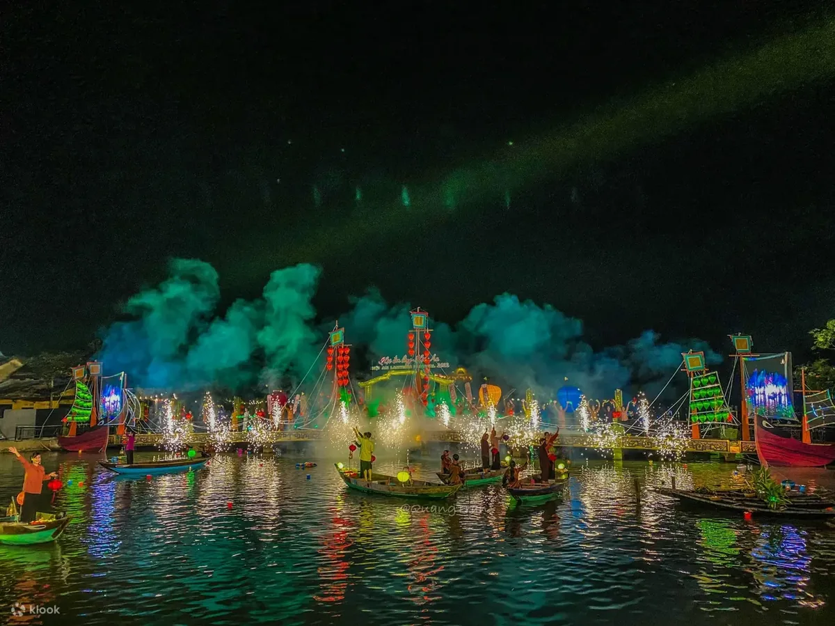 Lanterns floating down the Hoài River