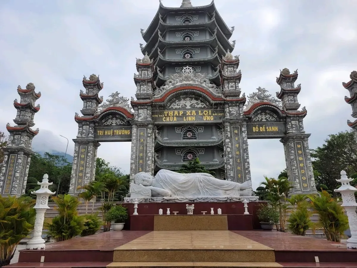 Detailed carvings within Marble Mountain